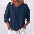 thumbnail image 2 of Mode Femme Ample Manches Longues Col en V T-Shirt Blouse Décontractée Unie, 2 of 9