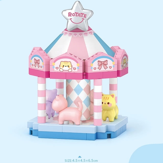 Nouveau Carrousel de Parc d'Attractions Navire Pirate Grande Roue Jeu d'Halloween Vue de Rue Kit de Blocs de Construction Modèle de Briques pour Fille Jouet pour Enfants, Sac opp 180 Pcs, Minibricks