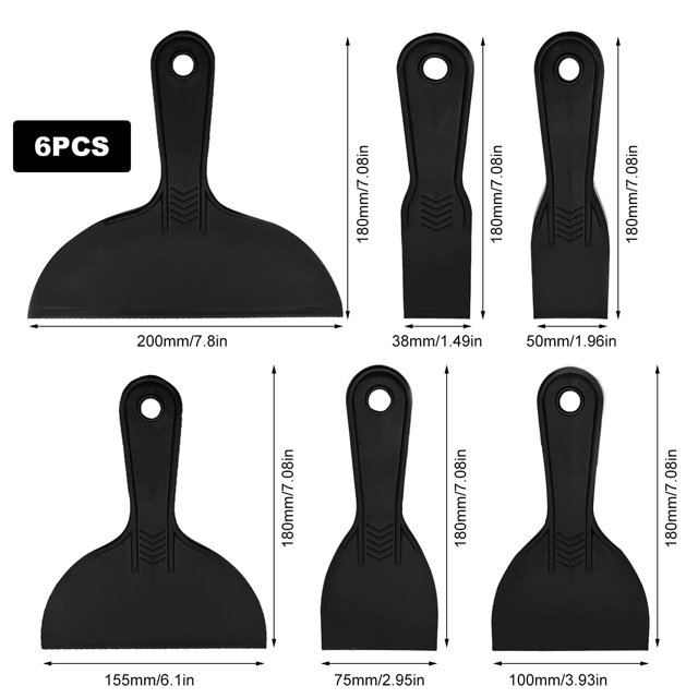 Langgg 6x Racleur Multifonctions Spatule en Plastique Légère et Flexible Noir 1Set