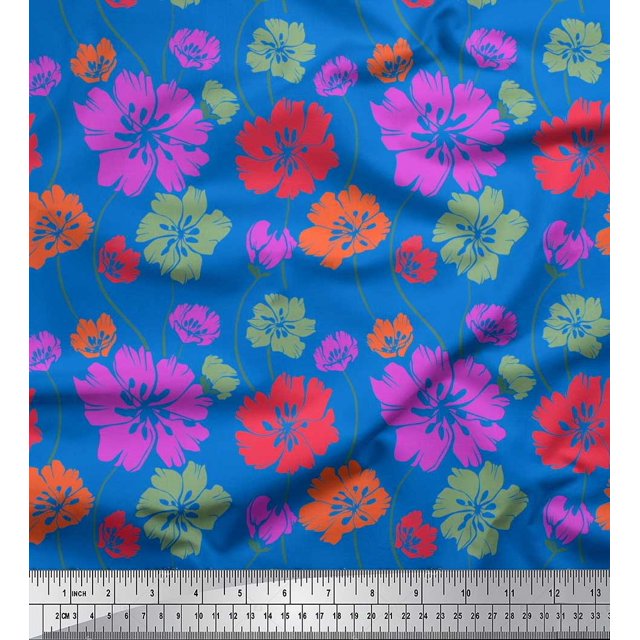 Soimoi Tissu Poly Georgette Tissu Imprimé Floral Artistique 1 Yard 42 Pouces de Large