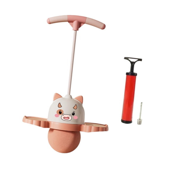 Siruishop Tiger Pogo Ball with Handle Kids Exercise Pogo Stick for Games Sports Indoor Pink