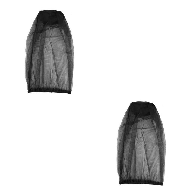 Thinsony Nylon Insect Net Cap Flat-top Solid Color Replacement Mothproof Travelling Camping Hiking Fishing Pest Hat Headgear Black 2Set