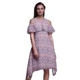 thumbnail image 1 of Bimba Damask Print Flutter Sleeve Womens Party Tunic Cold Shoulder Midi Dress-Medium, 1 of 6