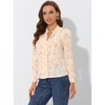 thumbnail image 3 of Unique Bargains Imprimé Floral Femmes Entaille V Cou Bureau Blouse à Manches Longues Abricot XS, 3 of 5