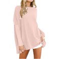 thumbnail image 2 of RXIRUCGD Mode Femmes Couleur Unie Duveteux Col Rond Manches Longues Décontracté Ample Pull Top Blouse, Rose, Taille : S, 2 of 7