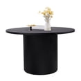 thumbnail image 3 of Wirrytor Round Dining Table, Modern Farmhouse Kitchen Table, 47 Inch Coffee Circle Dining Tables with Wood Strip Base for Kitchen Living Room, Black, 3 of 13