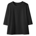 thumbnail image 4 of FAOWME T-Shirt Mode Fille Couleur Unie Col Rond Confortable Noir 4-5 Ans, 4 of 4