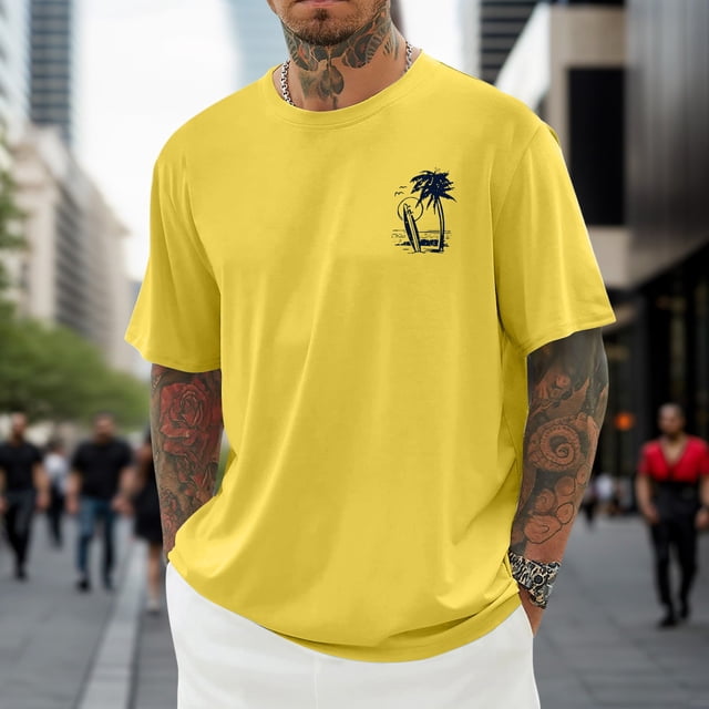 T-shirt Décontracté à Imprimé Graphique, Manches Courtes, Col Rond, pour Usage Quotidien, T-Shirt pour Homme à Coupe Confortable et
