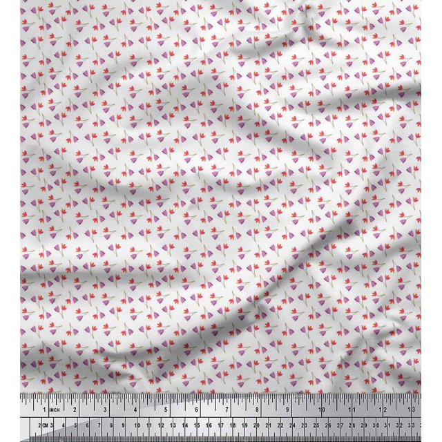 Soimoi Poly Georgette Fabric Flower Artistic Print Fabric by Yard 42 Inch Wide