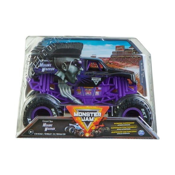 Monster Jam, Official Mohawk Warrior Monster Truck, Collector Die-Cast Vehicle, 1:24 Scale, Kids Toys for Boys Ages 3 and up