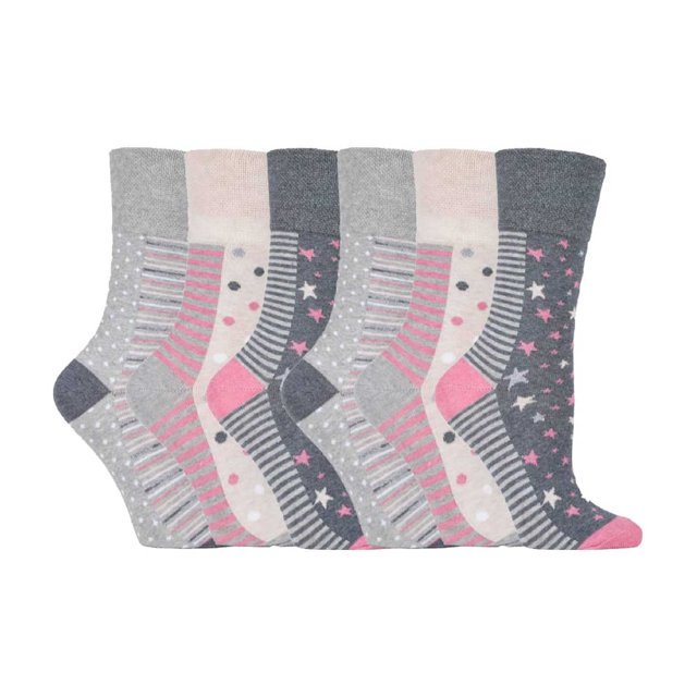 Gentle Grip - 6 Pairs Ladies Gentle Grip Non Elastic Crew Socks