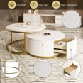thumbnail image 3 of Round Nesting Coffee Tables Set of 2 with Storage, Circular Center Table with Drawer and Metal Frame for Living Room, Home, Apartment, Office, White, 3 of 13