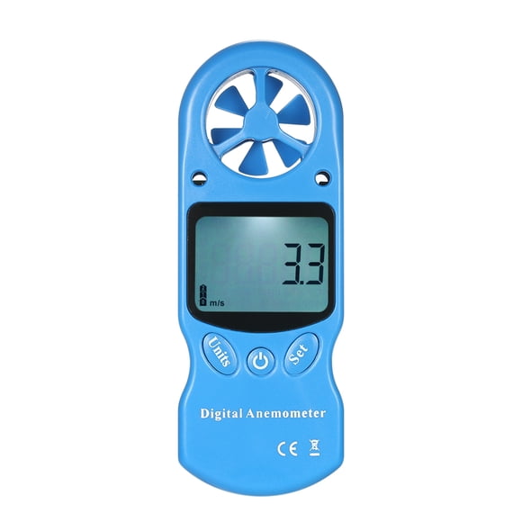 Amdohai 8 in 1 Handheld Digital Anemometer Wind Speed/Temperature/Humidity/Wind Chill/Heat Index/Dew Point/Barometric Pressure/Altitude Meter with LCD Backlight--Blue