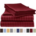 thumbnail image 1 of Deluxe Striped 1800 Prestige Soft and Comfortable Bed Sheets Set, Queen Burgundy, 1 of 1