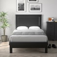 thumbnail image 4 of Gymax Twin Size Bed Frame Platform Slat High Headboard Bedroom Rubber Wood Leg Black, 4 of 9