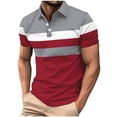 thumbnail image 1 of Dagugfen Shirts for Men Summer Button Lapel V Neck Short Sleeve Strip Slim Breathable Work Casual Tops, 1 of 7