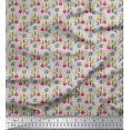 thumbnail image 1 of Soimoi Japan Crepe Satin Fabric Text,Tree & Owl Cartoon Print Fabric by The Yard 42 Inch Wide, 1 of 3