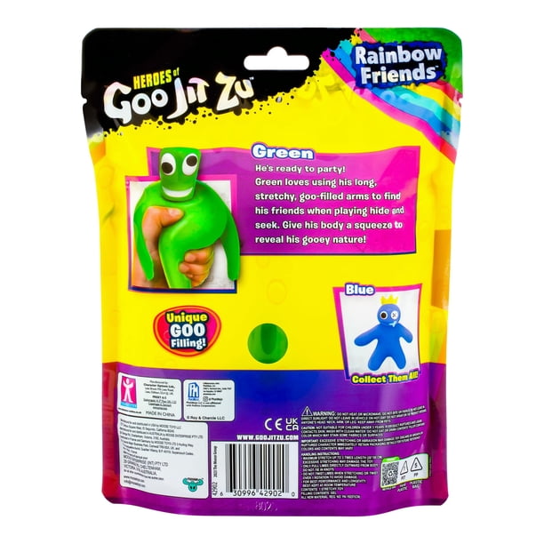 Heroes Of Goo Jit Zu – Rainbow Friends Figurine Super Extensible Bleu – S’étire Jusqu’à 3 Fois Sa Taille – Rempli De Goo – Dès 3 Ans