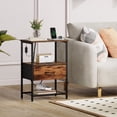 thumbnail image 2 of Eunos Table de Chevet avec Station de Recharge, Petite Commode avec Tiroir et Tablettes de Rangement, Fini Grain de Bois, 2 of 8