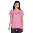 thumbnail image 1 of Inkmeso T-Shirt Basique à Encolure Dégagée Décontracté à Manches Courtes en Coton Uni T-Shirt Haut pour Femmes, 1 of 8
