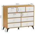 thumbnail image 2 of Commode de Rangement à 9 Tiroirs avec Dessus en Bois - Organisateur MDF Blanc pour Chambre, Salon, Cuisine - Commode Moderne, 2 of 6