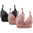 thumbnail image 1 of Bras for Women, 3PCS Womans Printing Gathered Together Large Size Daily Bra Underwear No Rims, 1 of 9