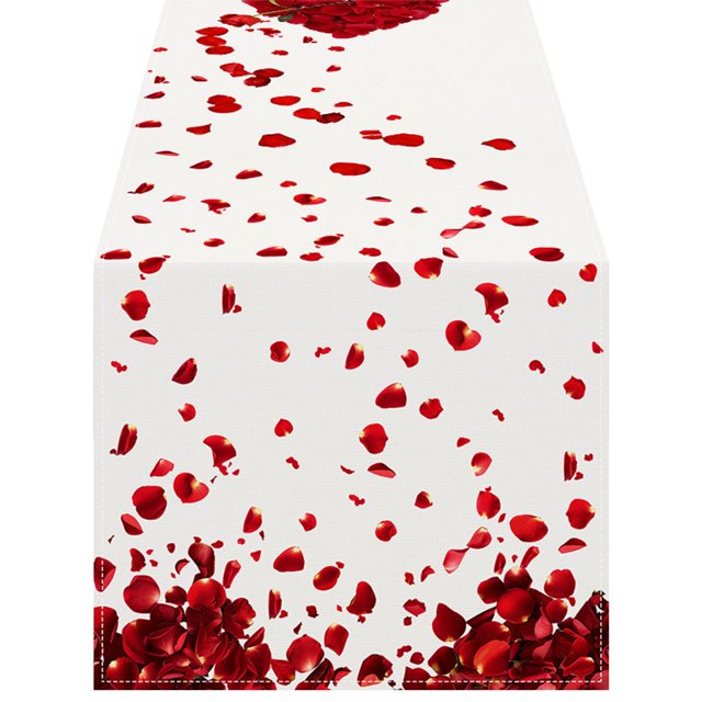 Valentine's Day Table Flag Linen Printed Decorative Tablecloth for Kitchen Living Room Holiday Party Tea Table 1 pc