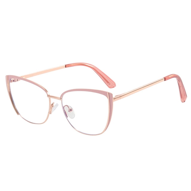 Metal Cat Eye Sunglasses with Blue Light Filtering Flat for Travel and Daily Comfort