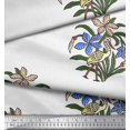 thumbnail image 2 of Soimoi Polyester Crepe Fabric Flamingo,Leaves & Floral Block Print Fabric by Yard 52 Inch Wide, 2 of 3