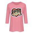 thumbnail image 3 of Uootdi Hauts pour Femmes Manches 3/4 Col Ras du Cou 1976 Imprimé Arc-en-Ciel Rétro Coupe Décontractée T-Shirts Nostalgiques pour Escapade d'Été Cadeau, 3 of 4