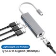 thumbnail image 4 of KOMI 4-in-1 USB C to Ethernet Adapter Splitter, Type-C to RJ45 Gigabit Network Converter with USB 3.0 Hub 3 Ports Compatible with Switch Console, MacBook Air, iPad Pro, Surface Pro (4-in-1), 4 of 5