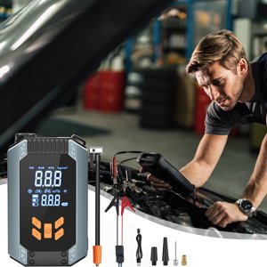 Portable Car Jump Starters And Tire Inflator Pump 150PSI 7200mA 12V Car Battery Jump Starters Pack For 3.0L Gas With LCD Display 3 Lights And Type-C Charger