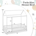 thumbnail image 3 of Gymax Twin Size House Bed w/ Roof & Full-length Safety Guardrail Playhouse Bed Frame White, 3 of 10