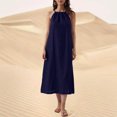 thumbnail image 2 of Kaemgyyd Robes à Col Licou pour Femmes Été Sans Manches Robe d'Été Décontractée Plage Vacances Fluide Bohème Mi-Longue avec Poches, 2 of 7
