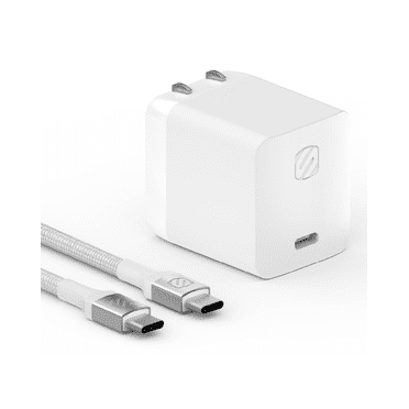 Scosche HPD45CCB8W 45W Super Fast Type-C Wall Block Charger w/ 8ft Braided USB-C Fast Charging Cable