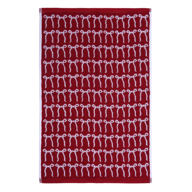 Holiday Time Serviettes à Main avec Nœuds, Lot de 2 Montrant une Serviette à Main Rouge Orientée vers l'Avant avec un Motif de Nœud Blanc Répétitif, Faites de 100 % Coton, 16 Po x 26 Po, Douces et Absorbantes pour Accessoires de Salle de Bain, Idéales pour la Déco de Cuisine Ou de Salle de Bain des Fêtes et pour Offrir.