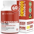 thumbnail image 1 of Nutrawave L-Tyrosine 1200mg per serving (2 Capsules)  – Cognitive Focus & Mental Clarity Support, Amino Acid Supplement, 60 Vegan Capsules, Non-GMO, Gluten-Free, Made in Canada, 1 of 12