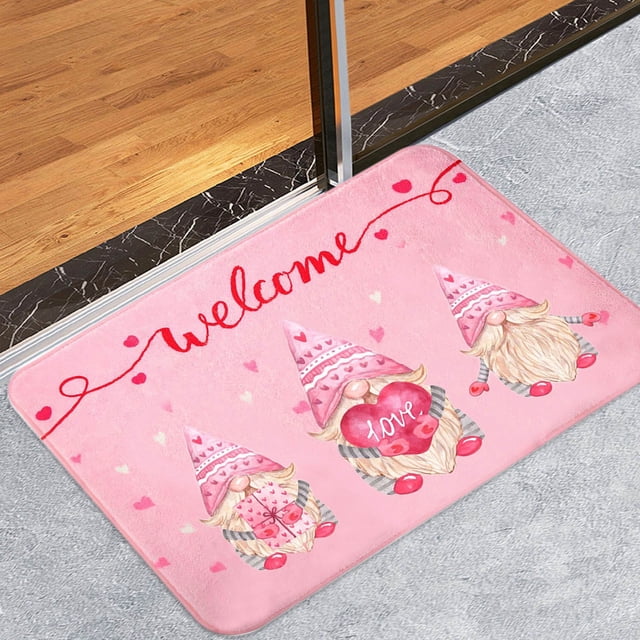TIMIFIS Paillasson Floral de la Saint-Valentin Joyeux Cœur d'Amour Intérieur Extérieur