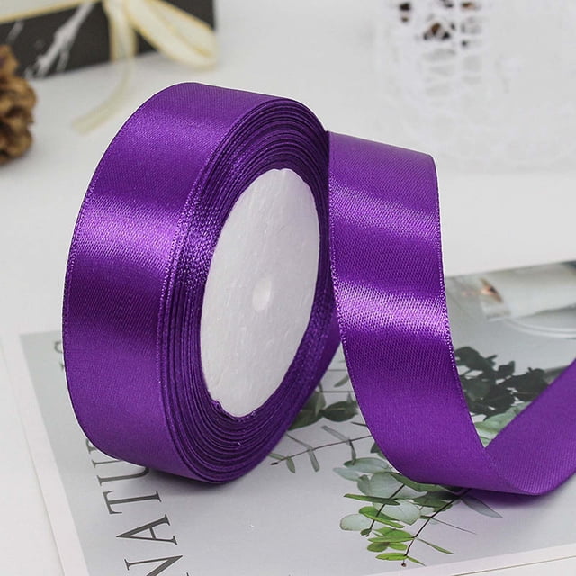 ZZkhGO 5cm Wide Decorative Ribbon, Polyester Solid Color Ribbon Roll for Gift Wrapping Baking Wedding, 22m Satin Like Ribbon for Party Crafts DIY, Purple