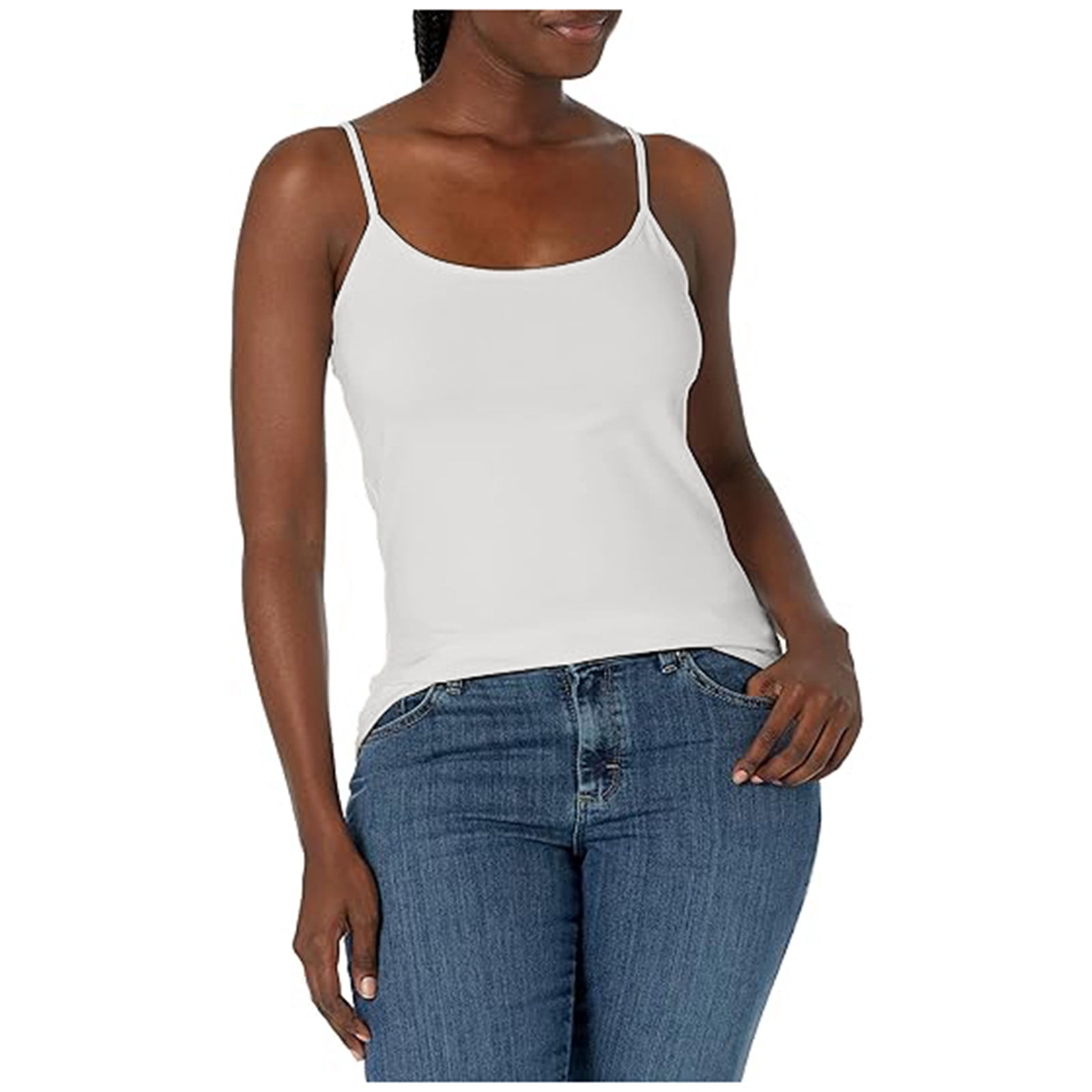 Hiiyo Women's Spaghetti Strap Camisole with Built-In Bra Summer Tank Top, Sizes S