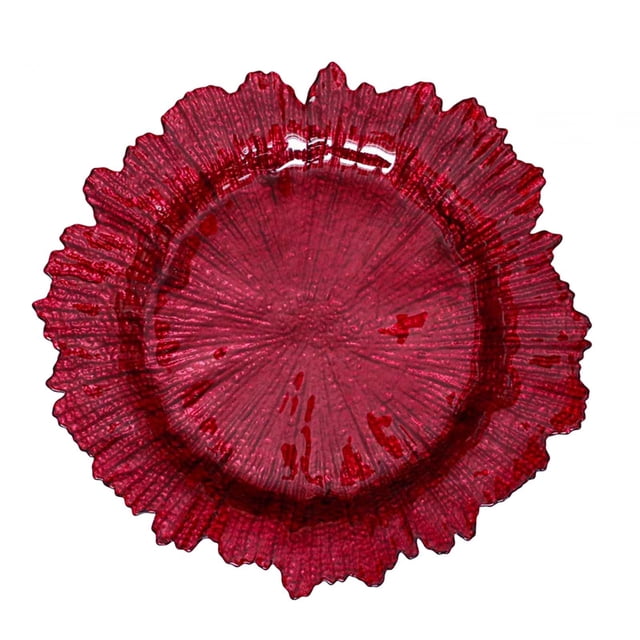 Charger Plate 13" Glass Fruit Plate Service Plate Irregular Western Food Plate Red