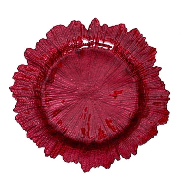 Charger Plate Decorative Tray Glass 13" Serving Tray Decorative Service Plate Red