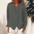 thumbnail image 1 of RXIRUCGD Chemise à Manches Longues en Coton et Lin pour Femme, Chemise à Col Rond Unie à la Mode, Chemise/chemise à Manches Longues à Col Rond pour Femme, Gris, Taille : M, 1 of 6