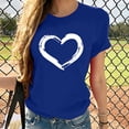 thumbnail image 1 of EGNMCR T-Shirts pour Femmes Femmes Manches Courtes Col Rond Imprimé en Forme de Cœur Hauts Décontractés Blouse T-shirt, 1 of 7