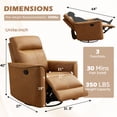 thumbnail image 2 of Bonzy Home Swivel Rocker Recliner Chair, Manual PU Leather Recliners with Padded Armrest and Backrest, Nursery Rocking Reclining Chair for Living Room, Bedroom, Brown, 2 of 9