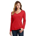 thumbnail image 1 of Port 1135692 Ladies Long Sleeve Fan Favorite V-Neck Tee, Bright Red - Small, 1 of 1