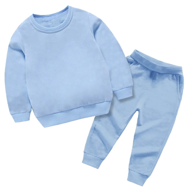 MeetoTime Ensemble 2 Pcs pour Filles et Garçons, Chandail Molletonné de Base à Enfiler et Pantalon de Jogging, Ensemble en Coton pour Tout-Petits