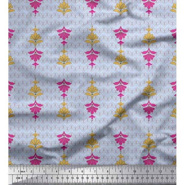 Soimoi Poly Georgette Fabric Artistic Floral Ethnic Decor Fabric Printed Yard 42 Inch Wide