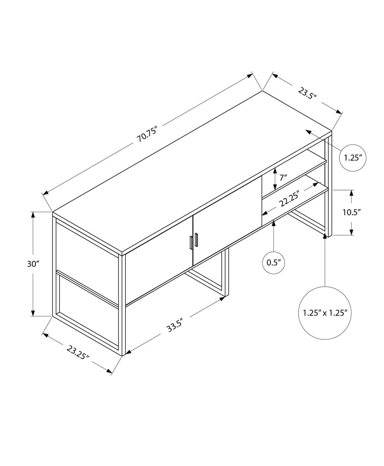 Monarch Specialties Credence De Bureau, 72"l, Travail, Travail, Portes De Stockage, Qualité Commerciale, Stratifié Blanc, Métal Argenté, Contemporain