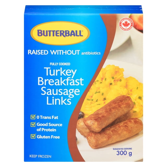 Butterball Fully Cooked Turkey Breakfast Sausage Links, 300g